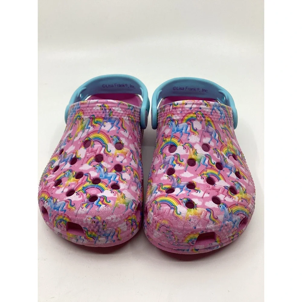 Crocs x Lisa Frank Classic Clog Pink Unicorn Rainbow Kids Size 11 Clogs 208253